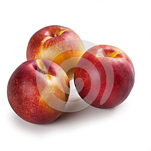 Nectarines in Group of Three Ã¢â¬â Bunch of Glossy-Skinned, Smooth Peach Variety